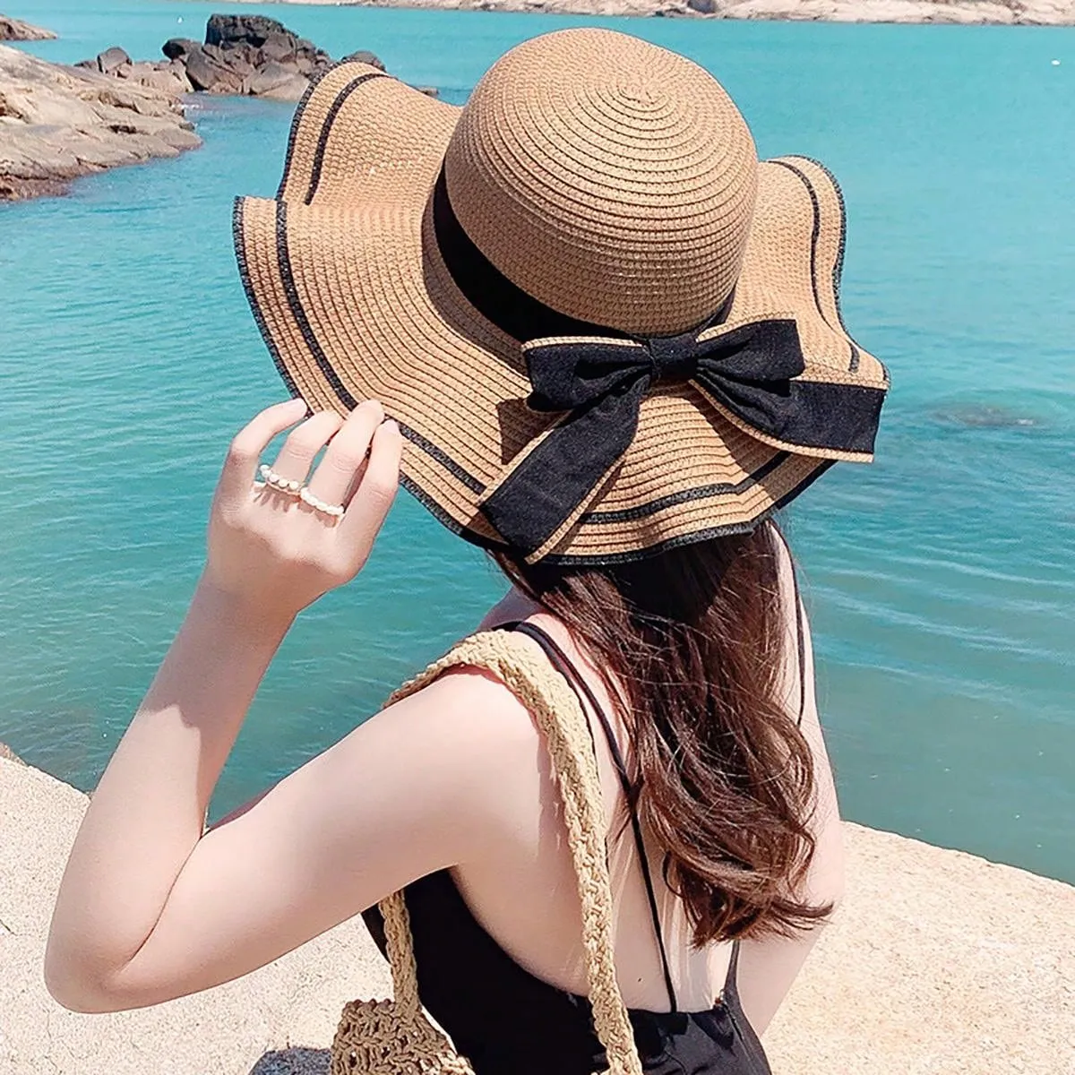 1pc Multicolor Women's Sun Hat For Summer, Travel, Beach, Vacation With Wide Brim & Uv Protection; Classic, Stylish, Personality Trend 2024 New Model For Traveling, Hiking, & Outdoor Activities Boho