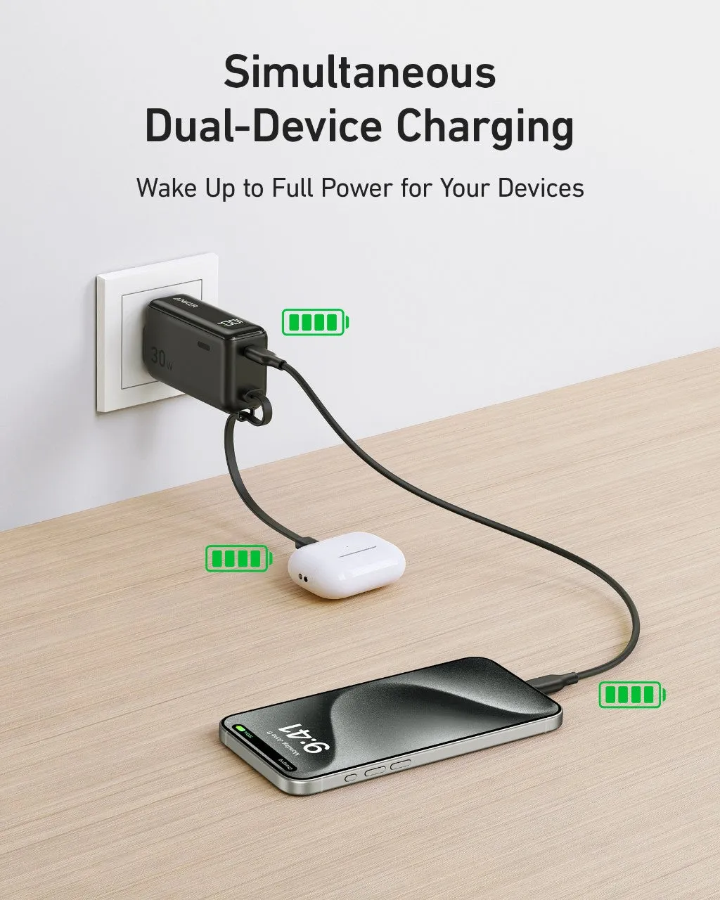 Anker Power Bank (30W, Fusion, Built-In USB-C Cable)