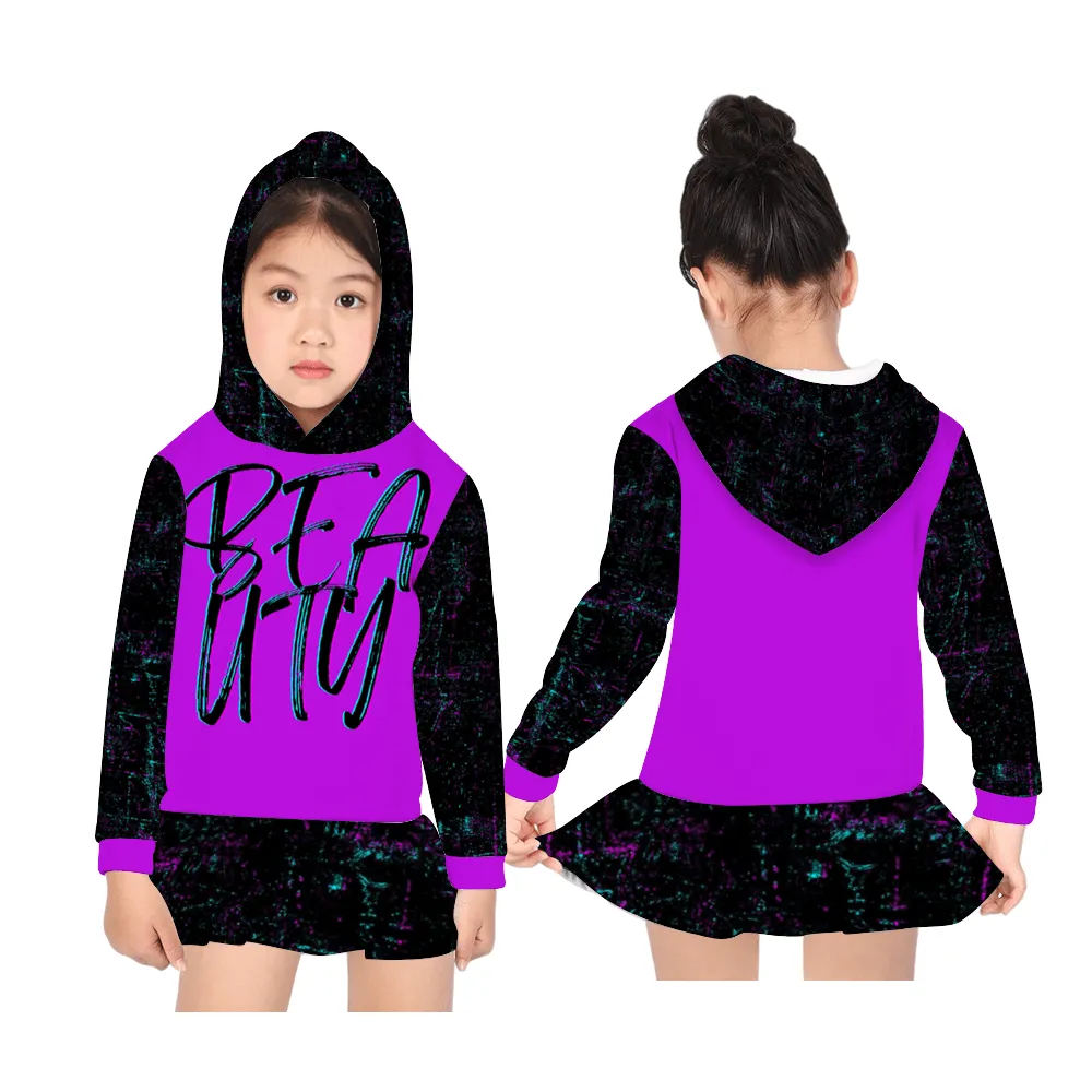 Beauty Lovely Long Sleeve Hooded Dress for Girls