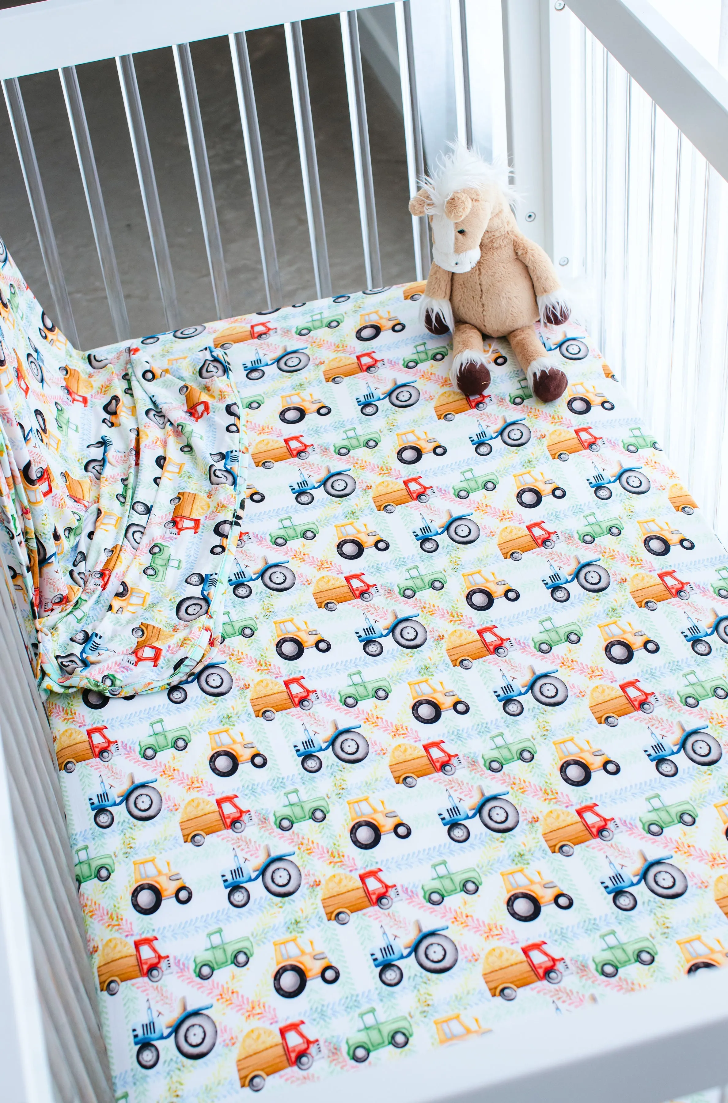 Birdie Bean Billy Tractor Crib Sheet