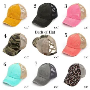 C.C. Distressed Ponytail Hat PreOrder