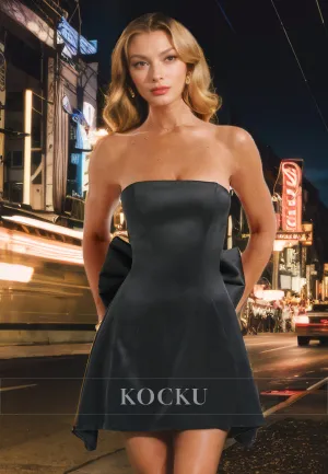 Classic & Timeless Off-Shoulder A-Line Satin Evening Party Prom Dress With Bowknot