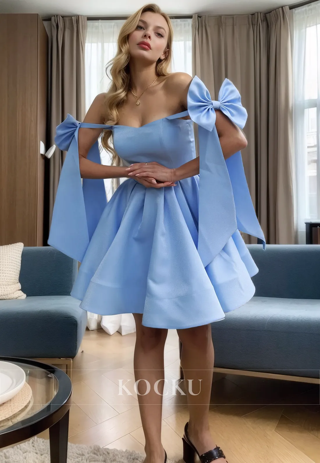 Classic & Timeless Straps A-Line Satin Party Homecoming Dress With Bowknot