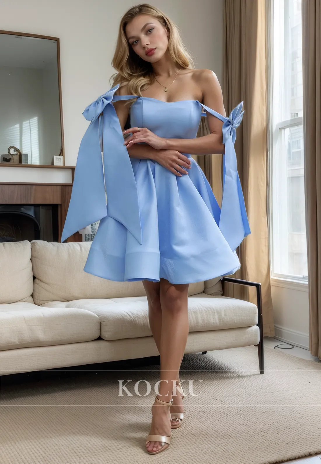 Classic & Timeless Straps A-Line Satin Party Homecoming Dress With Bowknot