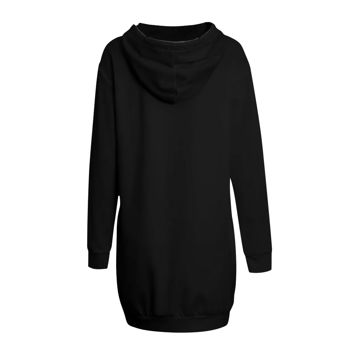 Classic Solid Black Hoodie Dress