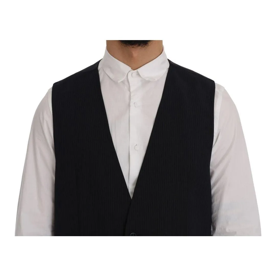 Dolce & Gabbana Sleek Striped Wool Blend Waistcoat Vest