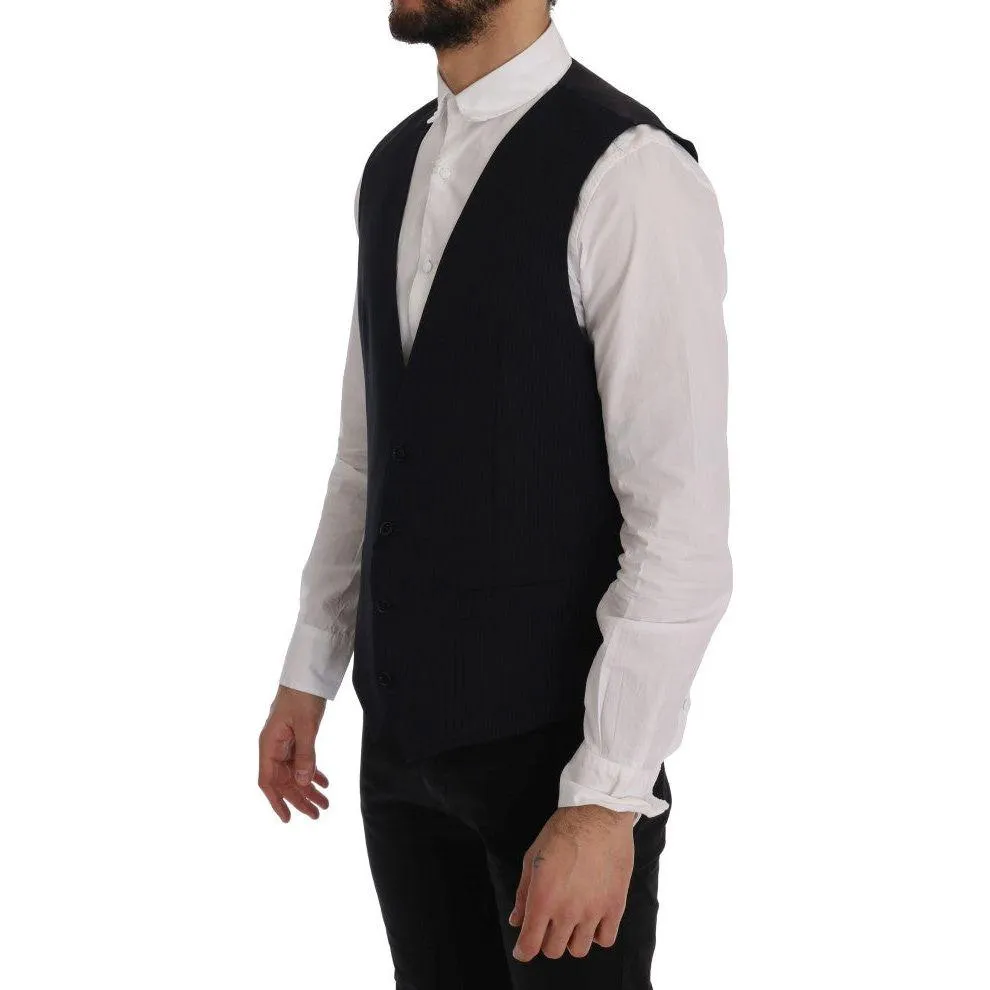 Dolce & Gabbana Sleek Striped Wool Blend Waistcoat Vest