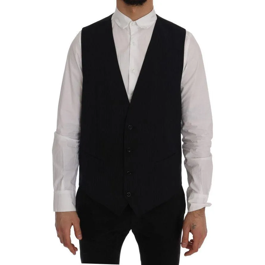 Dolce & Gabbana Sleek Striped Wool Blend Waistcoat Vest