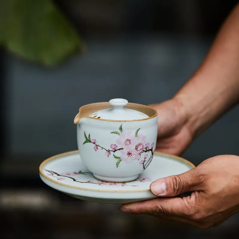 Gohobi Hand-painted Floral Travel Gaiwan  Hohin Teapot