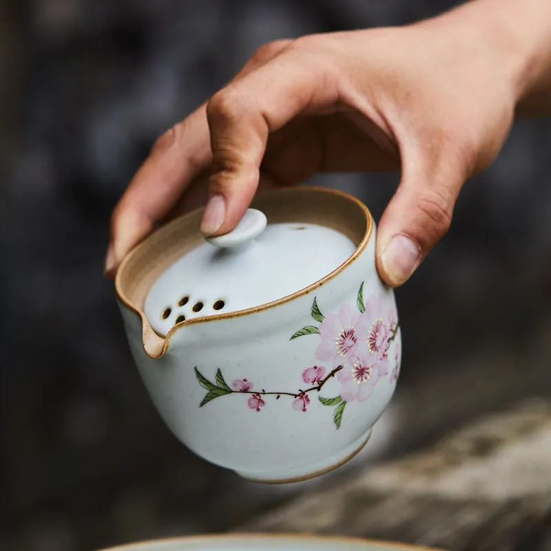 Gohobi Hand-painted Floral Travel Gaiwan  Hohin Teapot