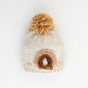 Gold Rainbow Knit Beanie Hat