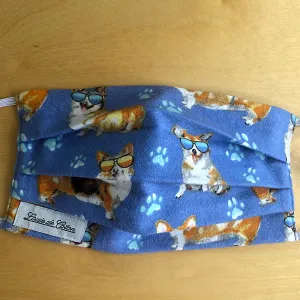 Handmade Cotton Flannel Face Mask - Corgi