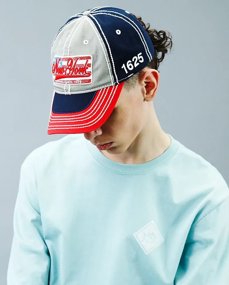 The Hat Depot - Thick Stitch NEW YORK & Flag Baseball Cap