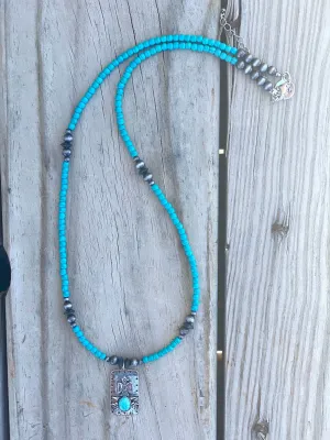 The Lehi Southwest Turquoise & Thunderbird Pendant Necklace