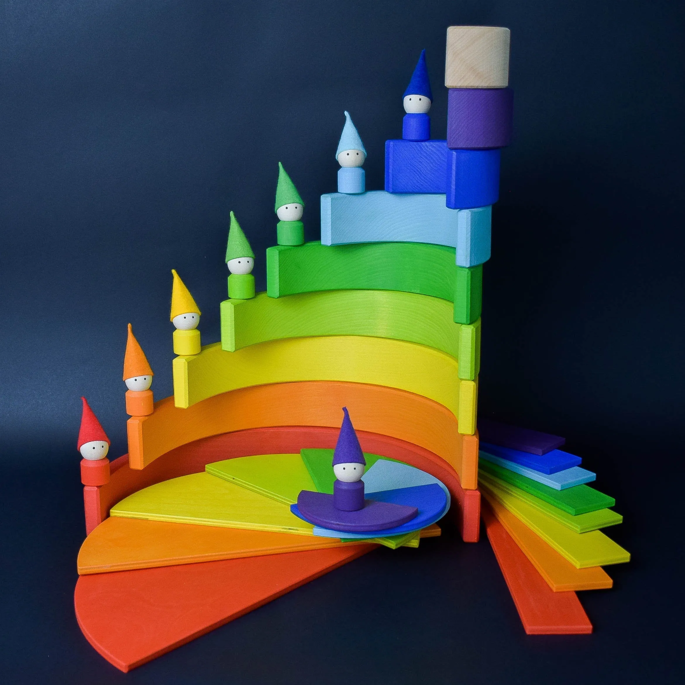 Wooden Rainbow Semi Circle and Building Boards Set