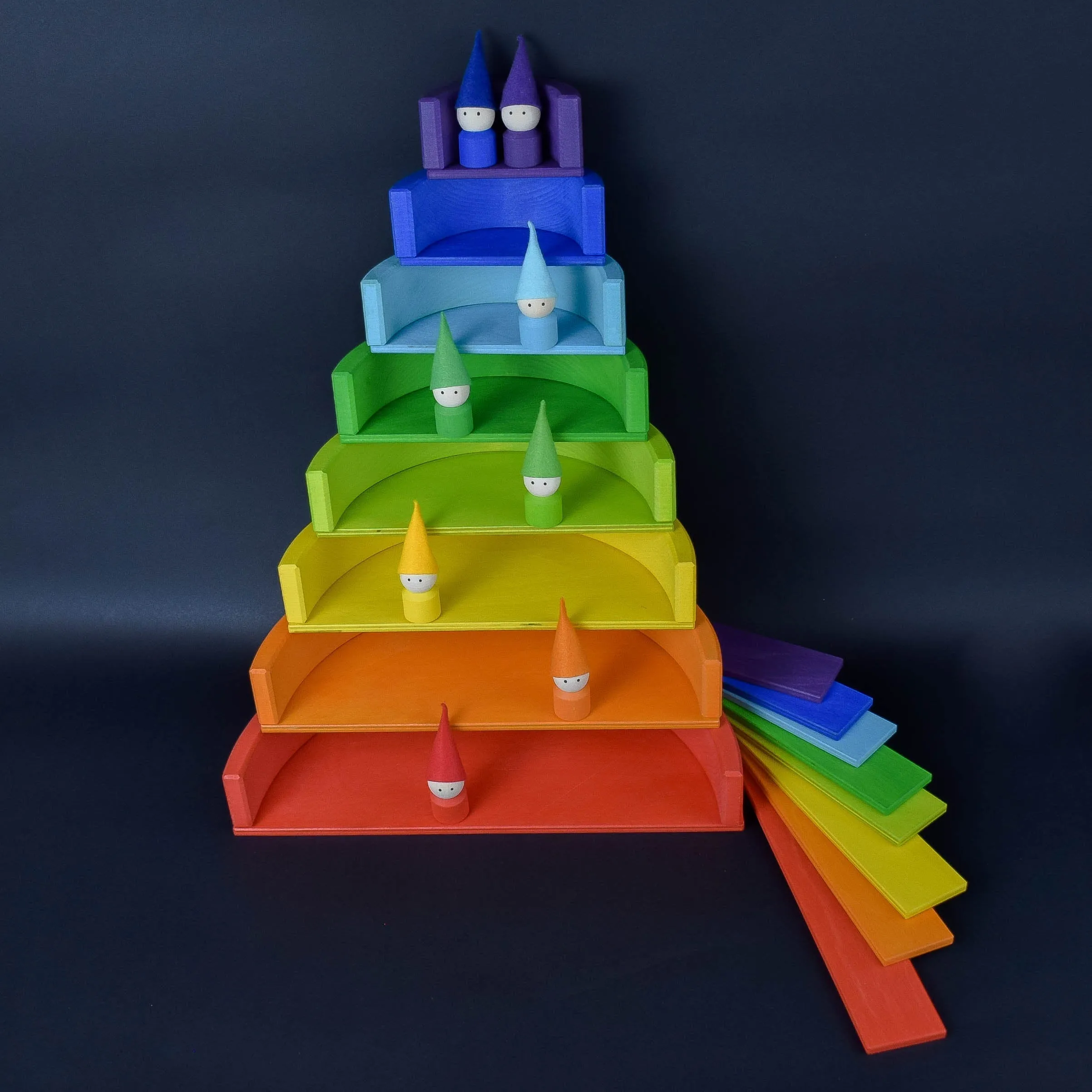 Wooden Rainbow Semi Circle and Building Boards Set