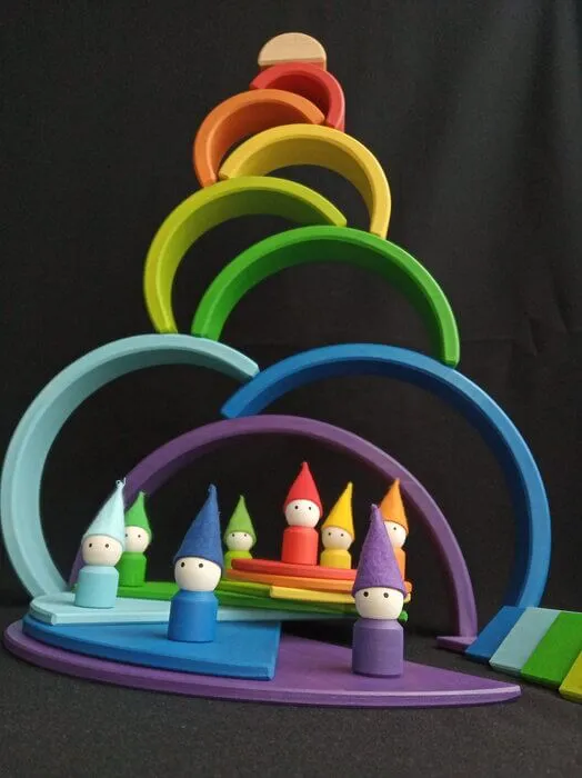 Wooden Rainbow Semicircles Building Boards Set of 34 pcs.